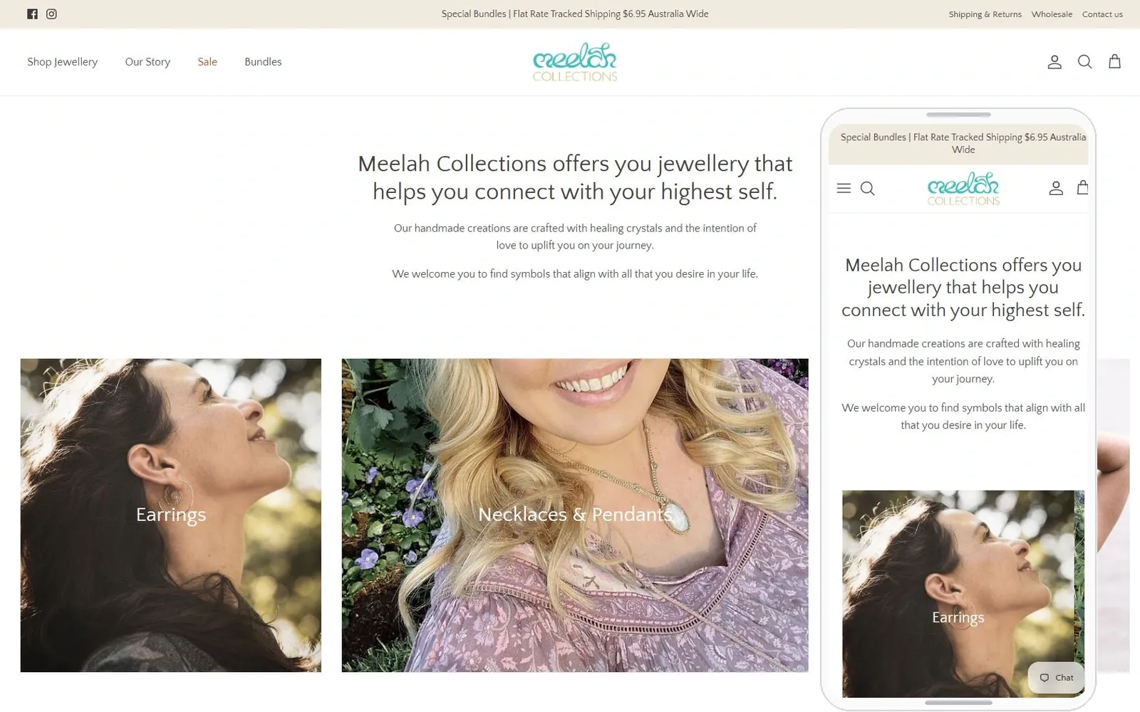 Meelah Collections website design