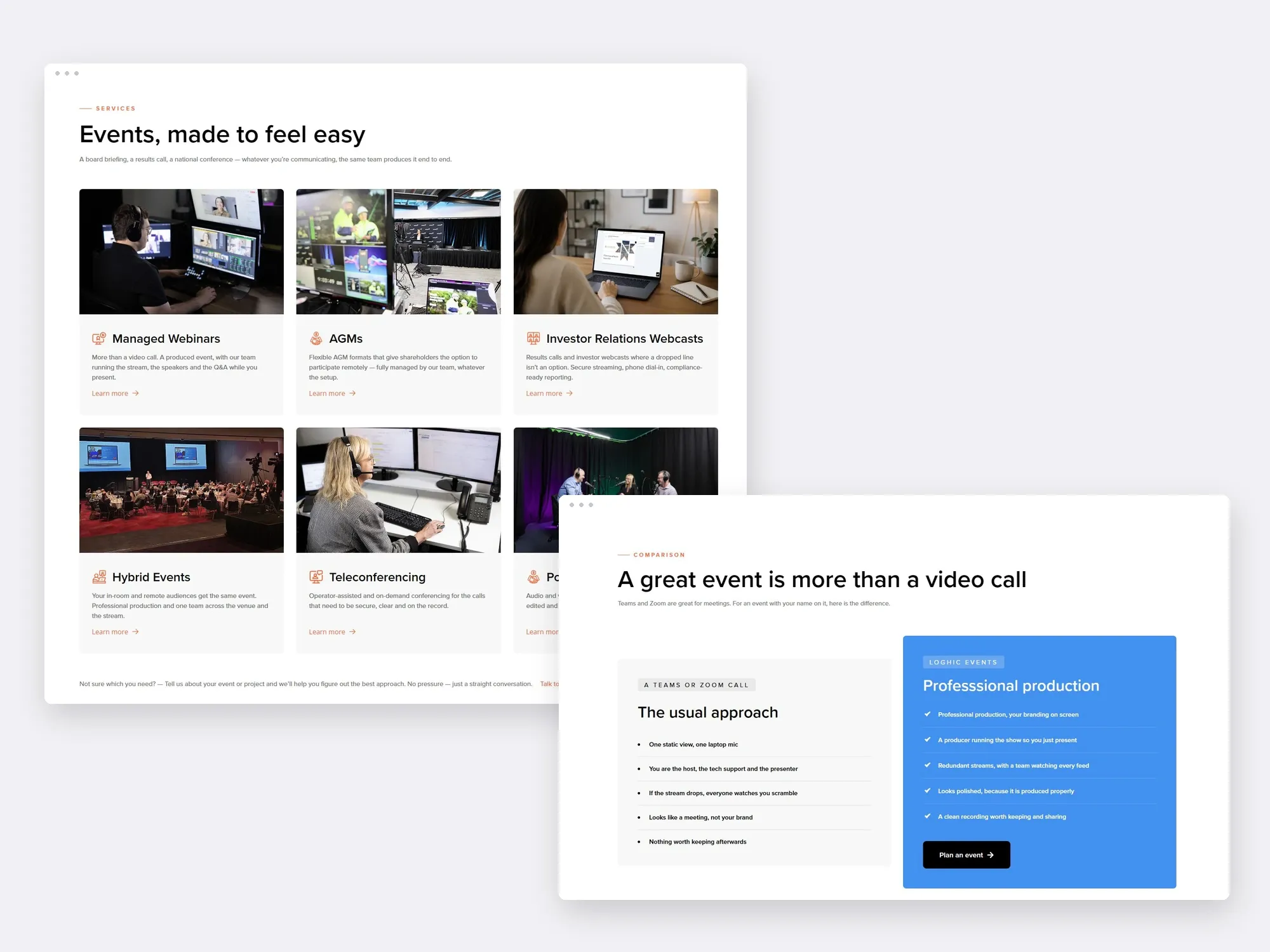 Loghic Events website presentation