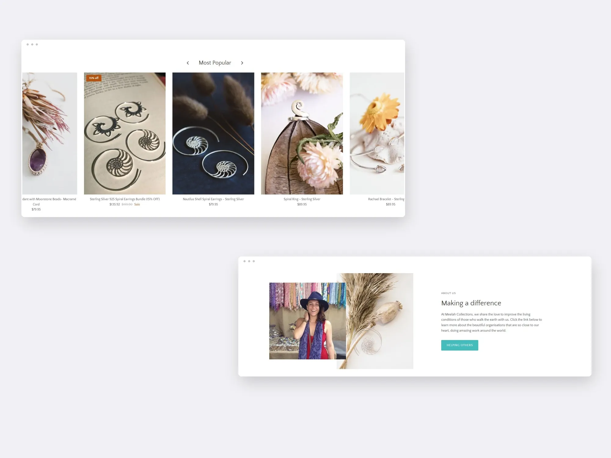 Meelah Collections website presentation