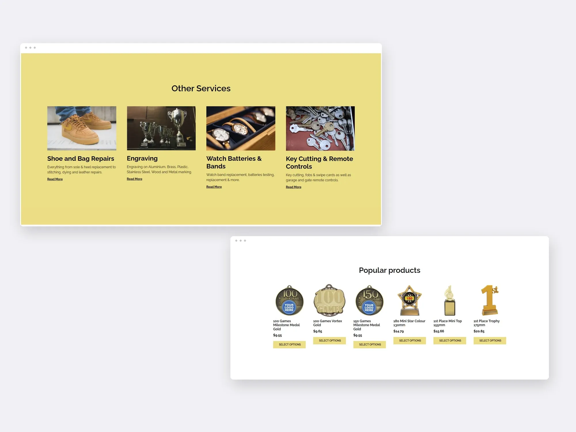 Crows Nest Shoe Repairs & Trophies website presentation